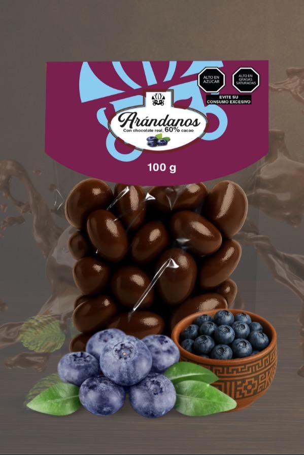 Arandanos deshidratados bañados con chocolate al 60% cacao